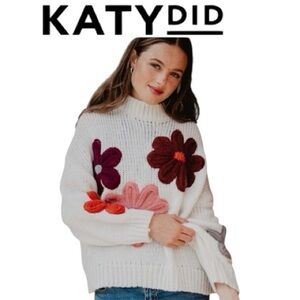 NWT Katydid Sweater with Vibrant Floral Accents